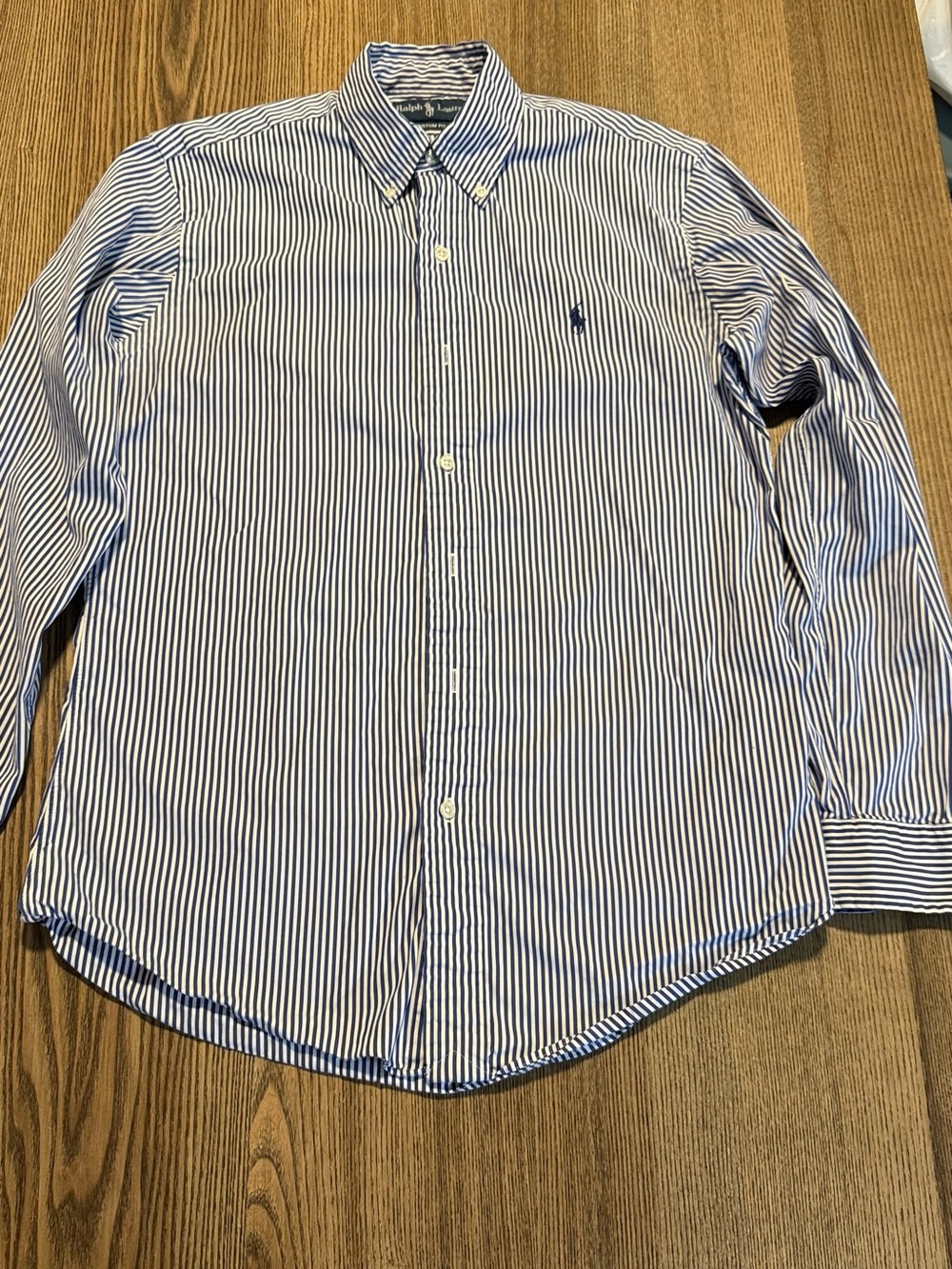 Lauren Ralph Lauren Blue & White Striped Button-Down Shirt